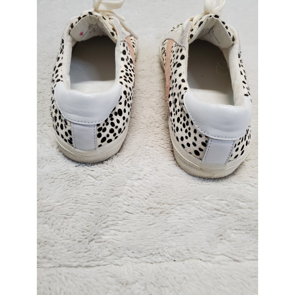 Madewell Sidewalk White Black Polka Dot Calf Hair Low Sneakers 8 Preppy Festival - Picture 5 of 9